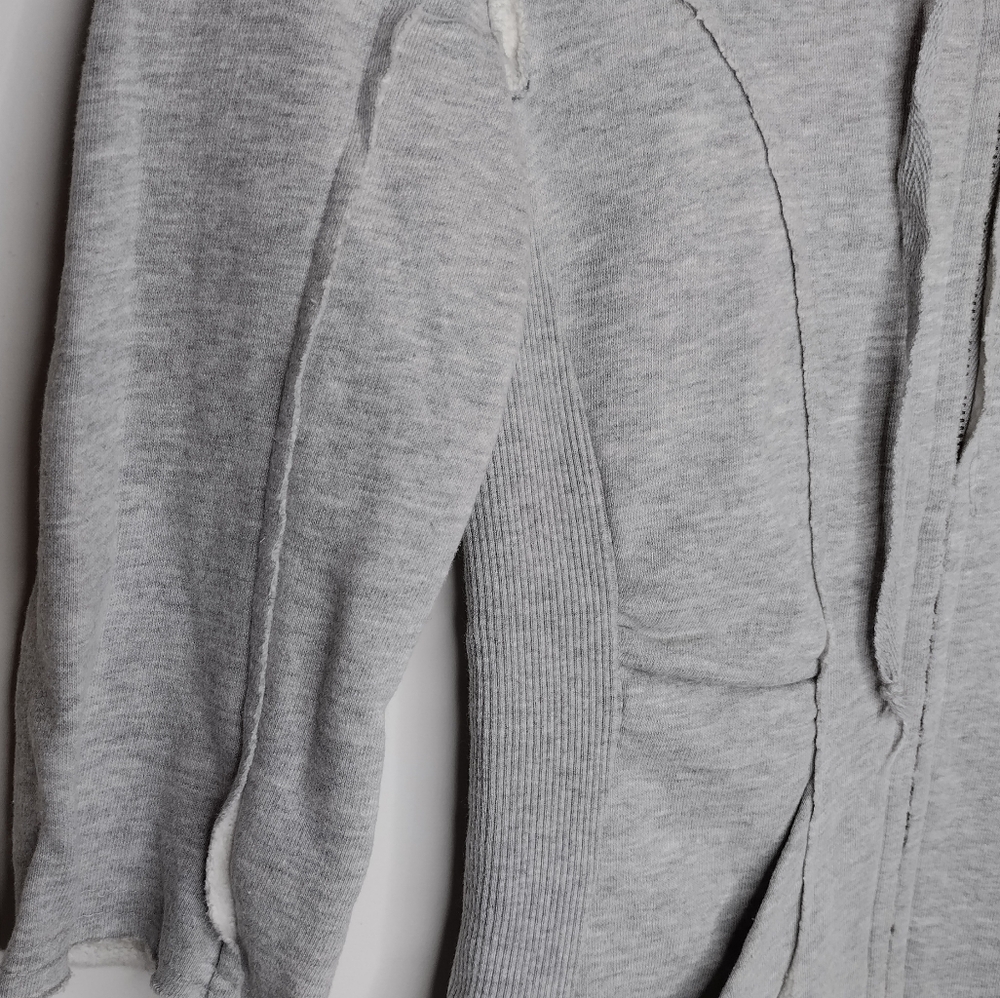 Free People Gray Ribbed Cotton Hoodie Jacket - Picture 6 of 7